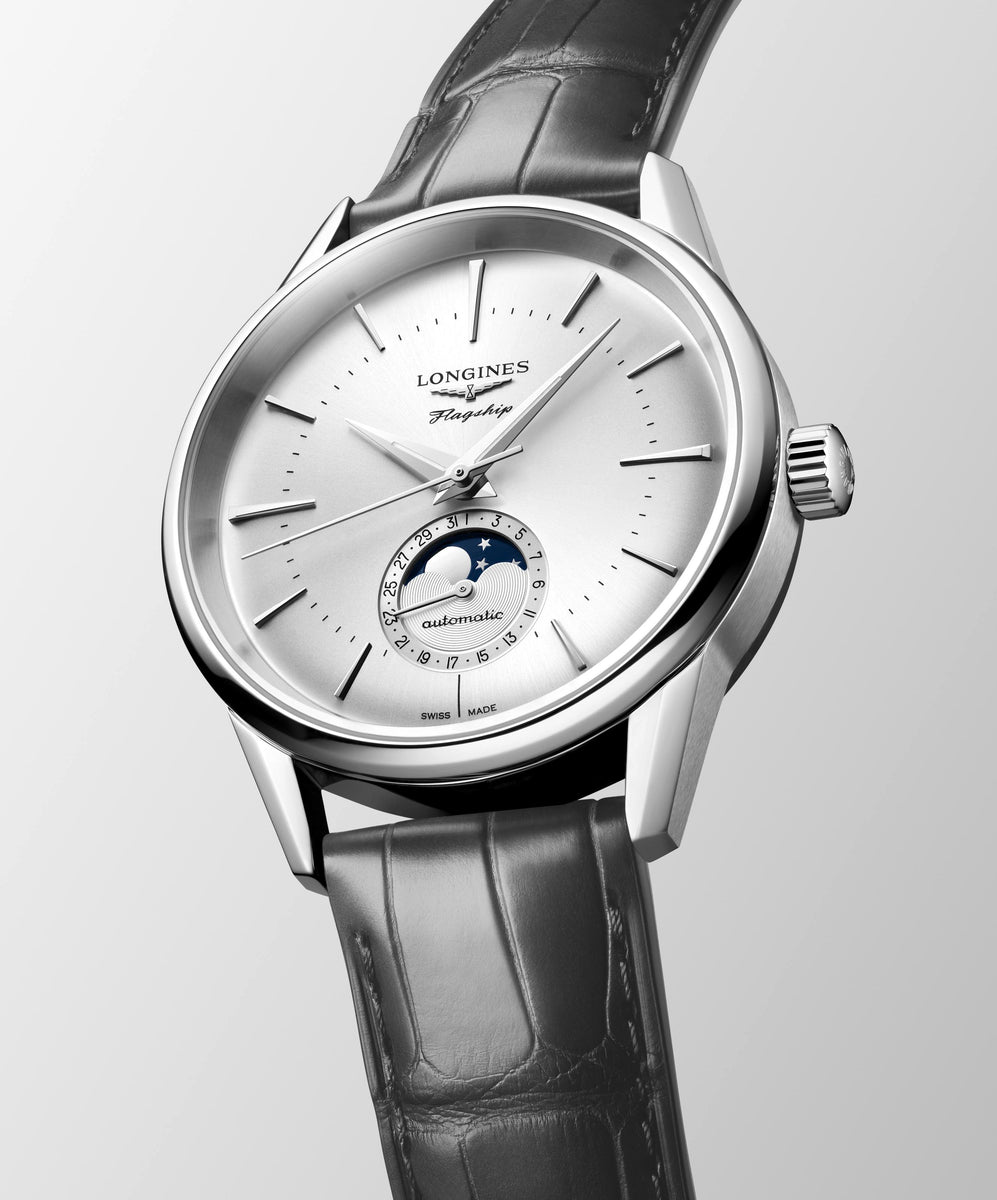 Longines Flagship Heritage Moonphase Automatic Sunray Silver Dial