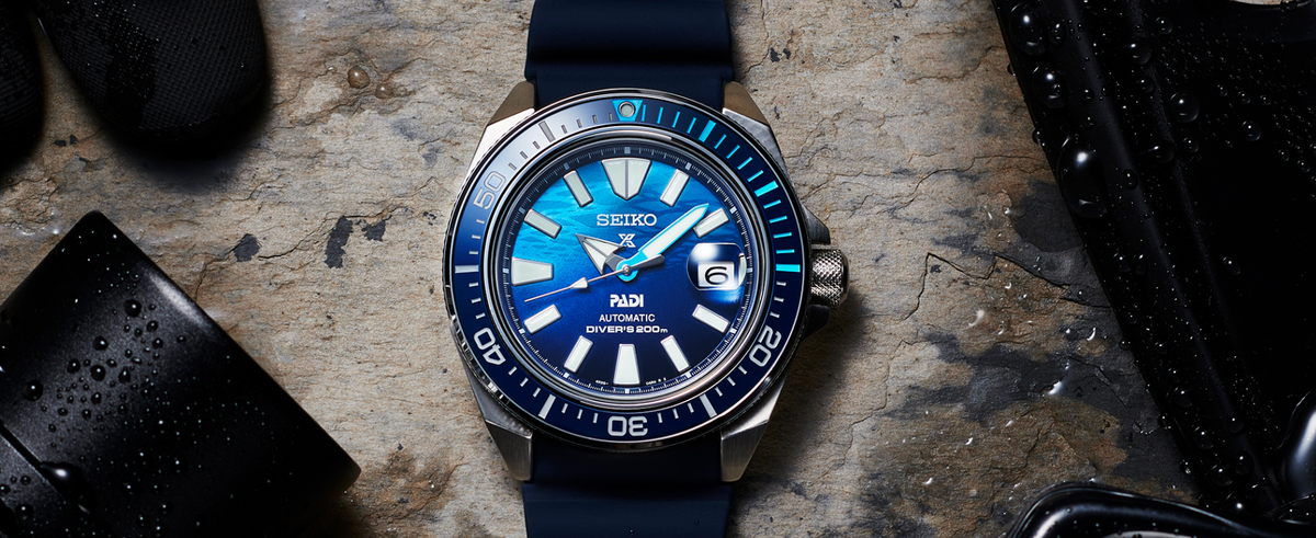 Seiko Prospex PADI Diver SRPJ93 Automatic Blue Dial 44mm Hemsleys Jewellers