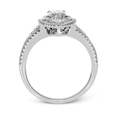 Simon G 18K Pear Shape Diamond Double Halo Engagement Ring
