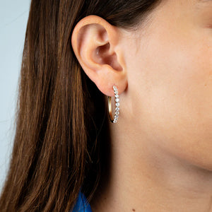 Hemsleys Collection 14k Diamond Single Shared Prong Hoop Earrings