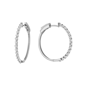 Hemsleys Collection 14k Diamond Single Shared Prong Hoop Earrings