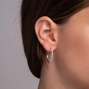 Hemsleys Collection 14k Diamond Single Shared Prong Hoop Earrings