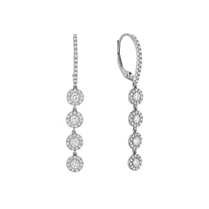 Hemsleys Collection 14k Round Diamond Halo Martini Set Long Drop Earrings