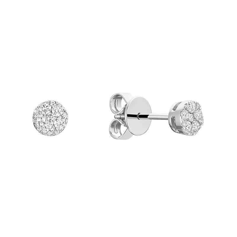 Hemsleys Collection 14K Round Diamond Illusion Set Stud Earrings