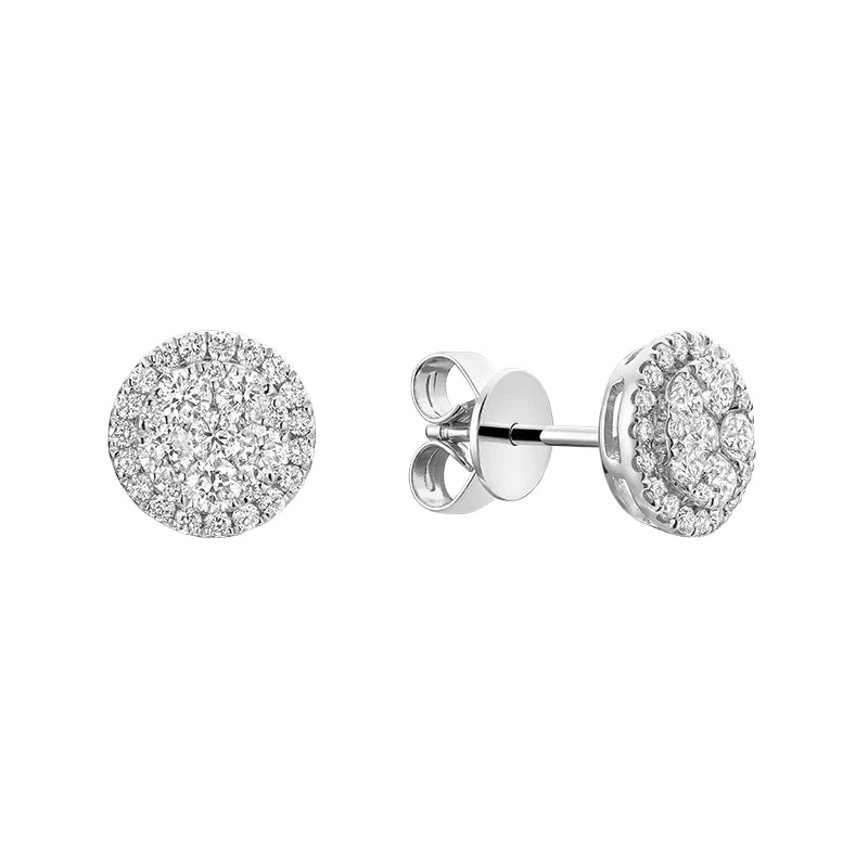 Hemsleys Collection 14K Diamond Illusion Set & Round Diamond Halo Stud Earrings