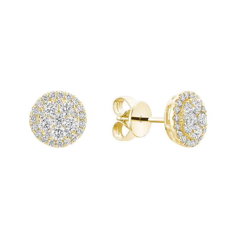 Hemsleys Collection 14K Diamond Illusion Set & Round Diamond Halo Stud Earrings