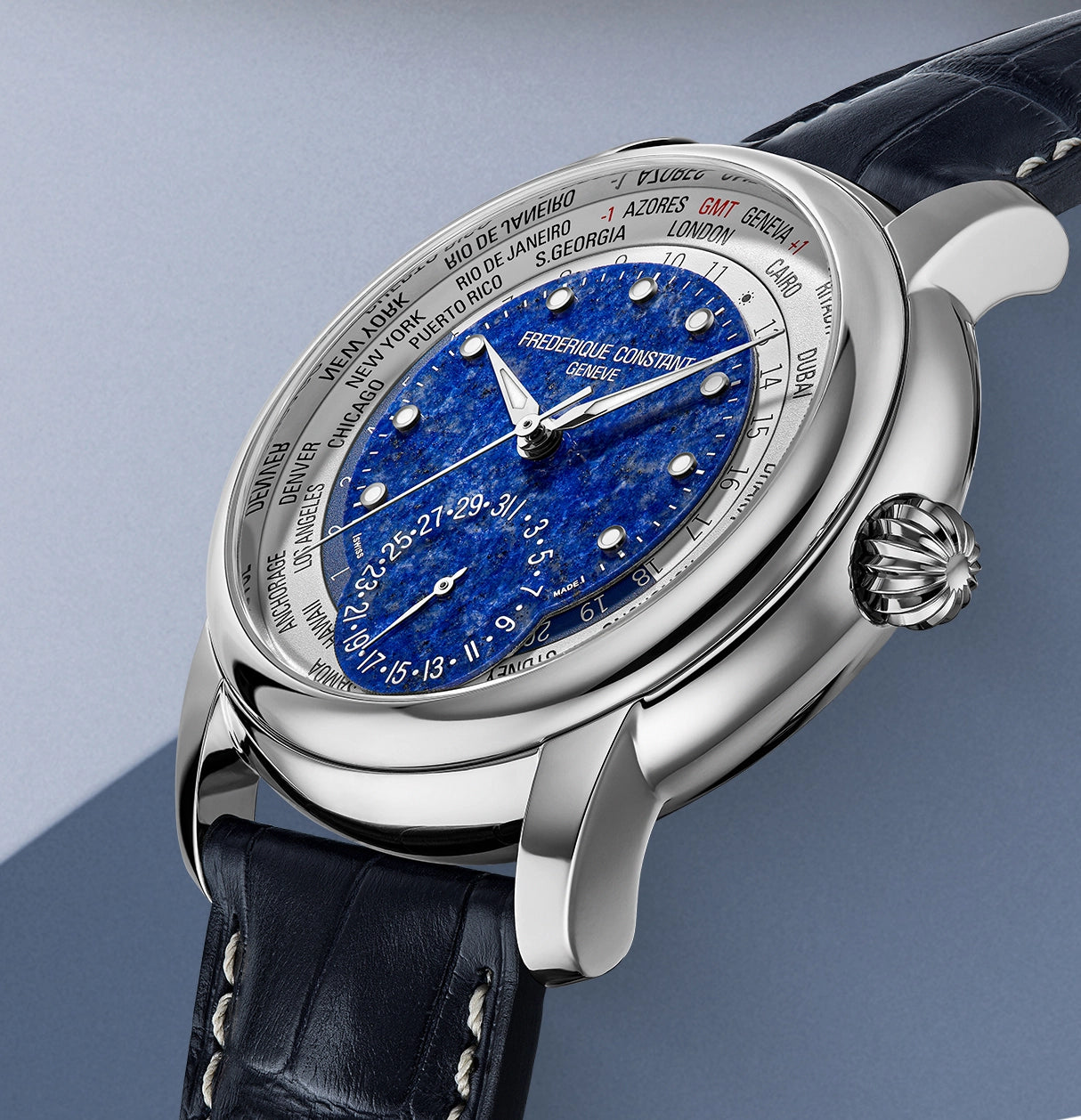 Frederique Constant Manufacture Classic Worldtimer Limited Edition Automatic (Blue Lapis Lazuli Dial / 42mm)