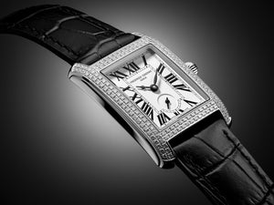 Frederique Constant Classics Carrée Quartz (Silver Dial / 36mm x 25mm / Diamond Bezel)