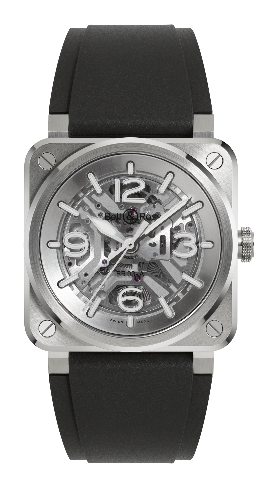 ヴィル BR Bell & Ross BR 03 Skeleton Steel Automatic BR03A-BL-SKST/SRB