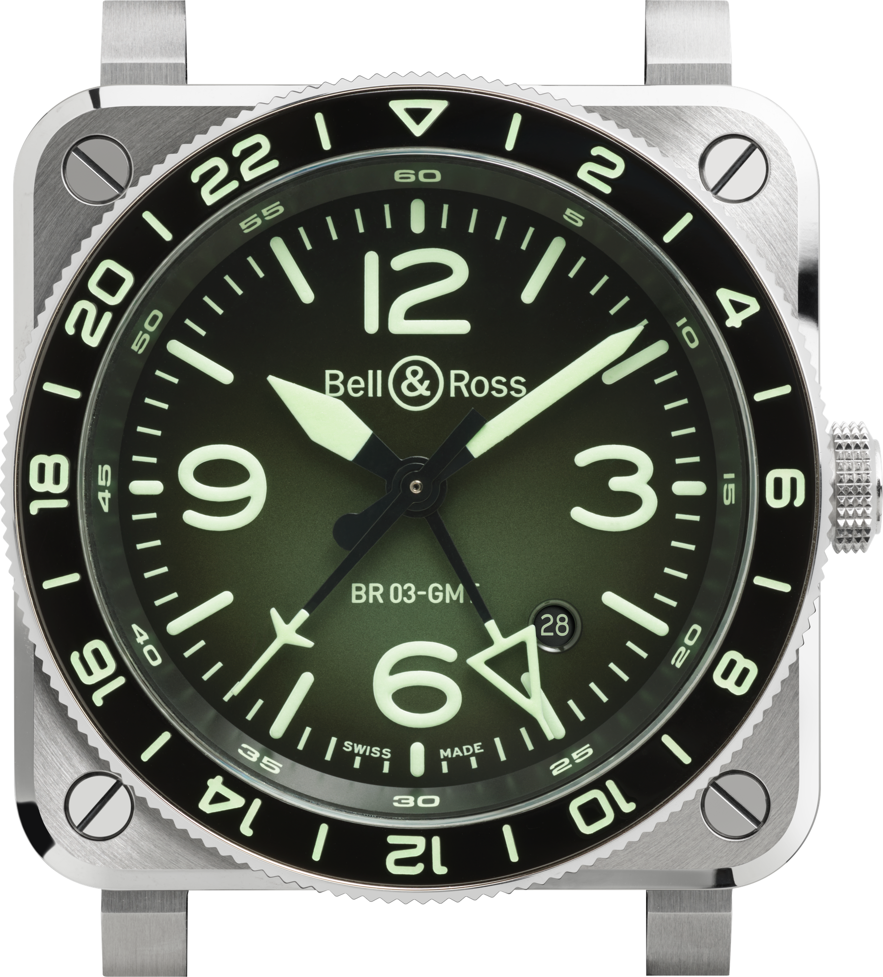 Bell & Ross BR 03 GMT Green Lum Limited Edition Automatic BR0393-GN-ST/SRB (Green Dial / 42mm)
