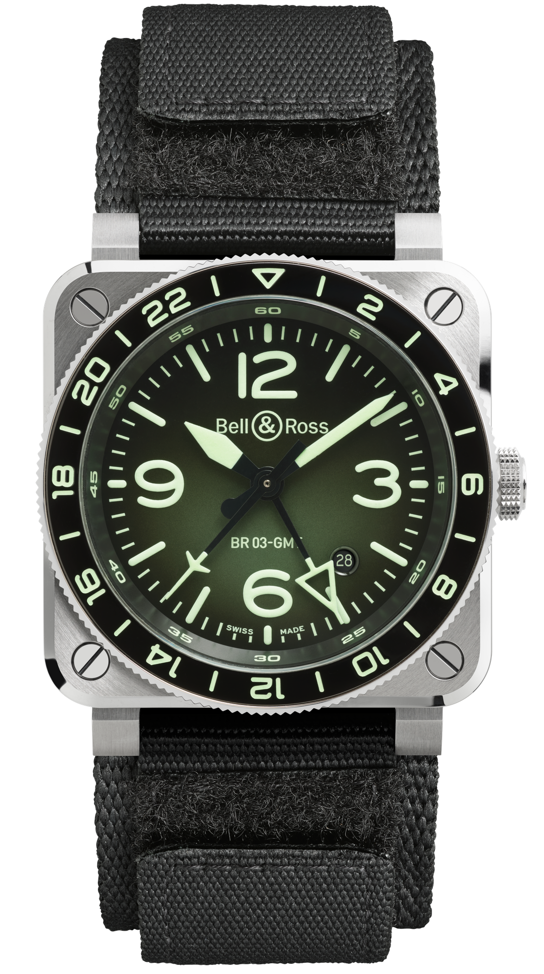 Bell & Ross BR 03 GMT Green Lum Limited Edition Automatic BR0393-GN-ST/SRB (Green Dial / 42mm)