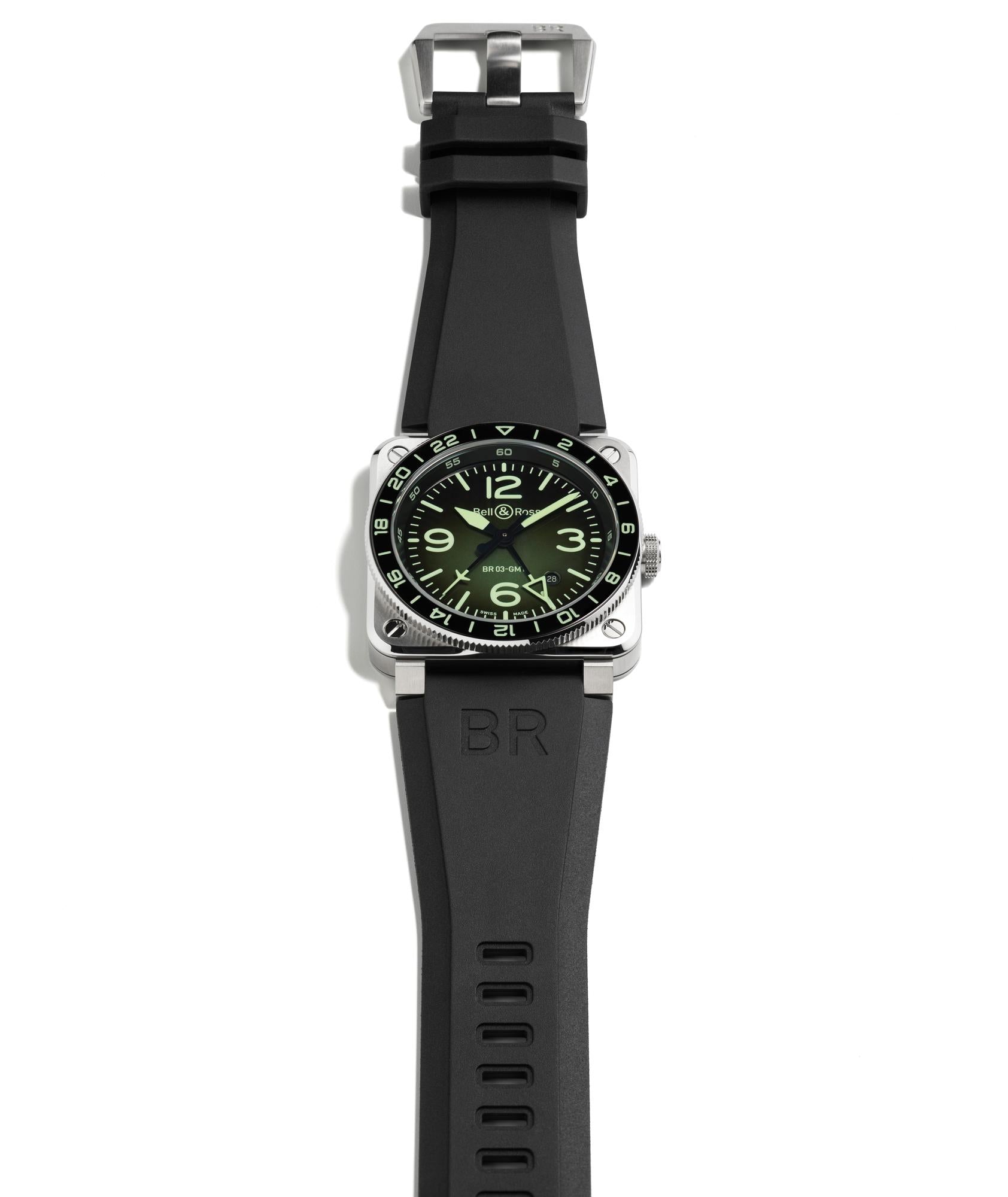 Bell & Ross BR 03 GMT Green Lum Limited Edition Automatic BR0393-GN-ST/SRB (Green Dial / 42mm)