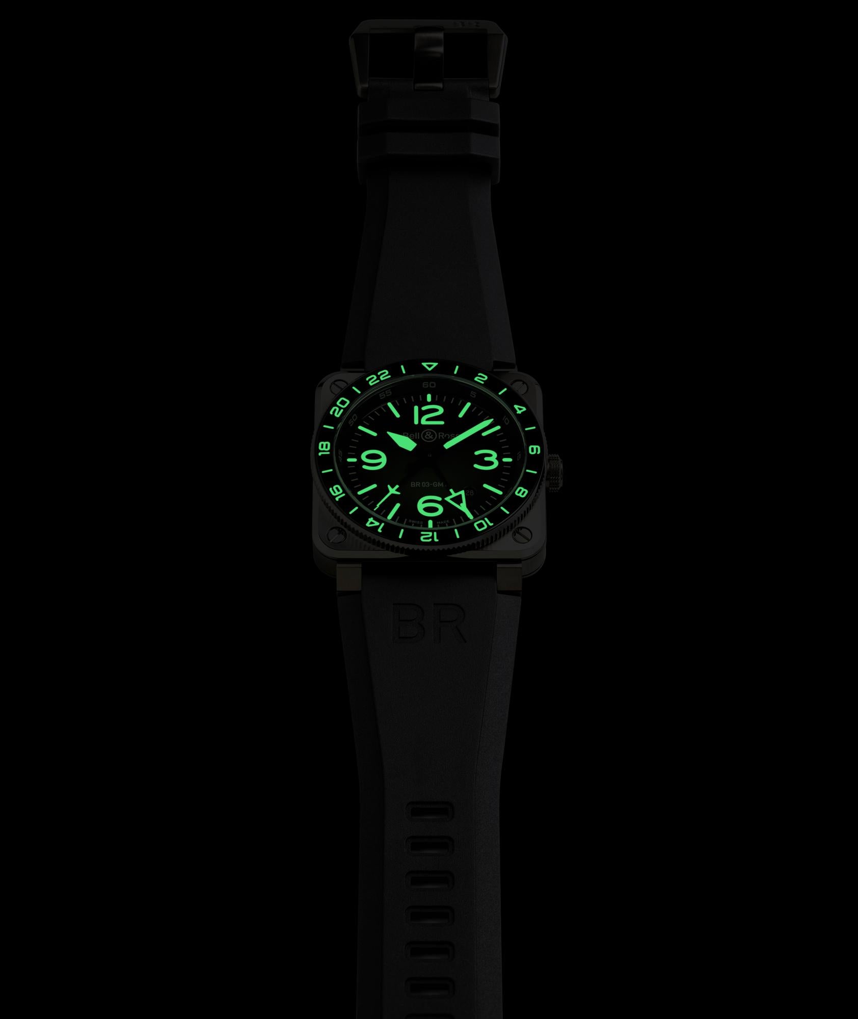 Bell & Ross BR 03 GMT Green Lum Limited Edition Automatic BR0393-GN-ST/SRB (Green Dial / 42mm)