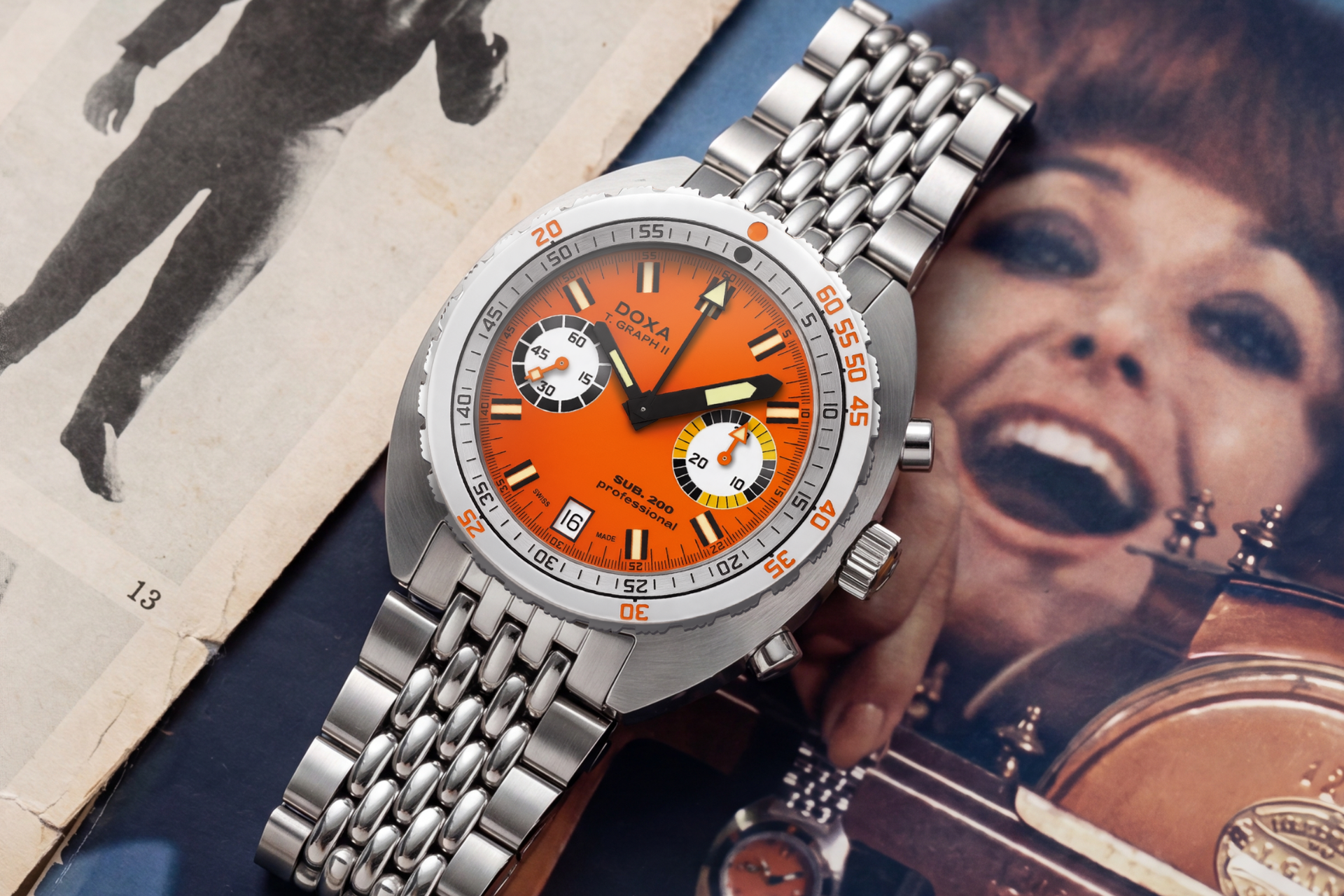 Doxa SUB 200 T.GRAPH II Professional Automatic Chronograph (Orange Dial / 42mm)