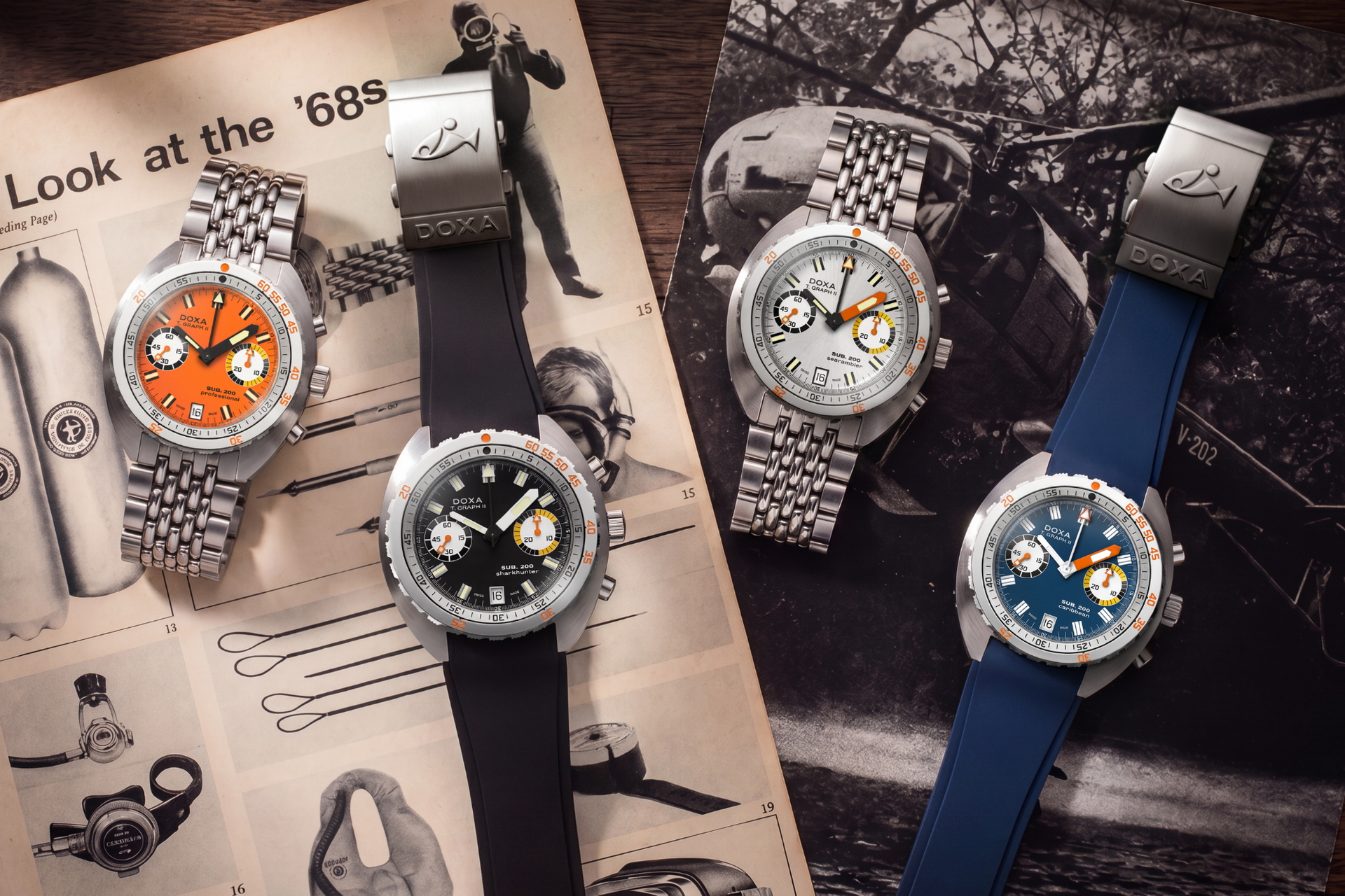 Doxa SUB 200 T.GRAPH II Professional Automatic Chronograph (Orange Dial / 42mm)