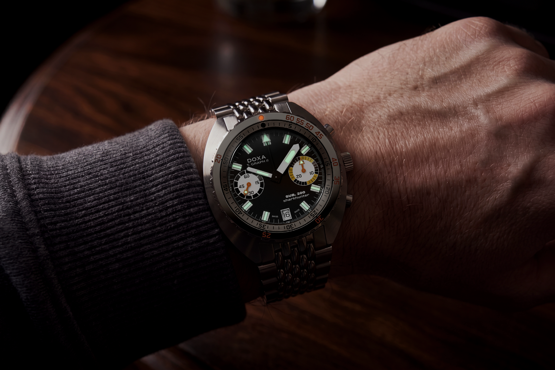 Doxa SUB 200 T.GRAPH II Sharkhunter Automatic Chronograph (Black Dial / 42mm)