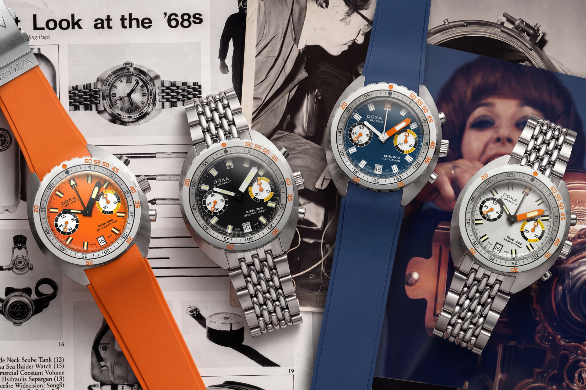 Doxa SUB 200 T.GRAPH II Sharkhunter Automatic Chronograph (Black Dial / 42mm)