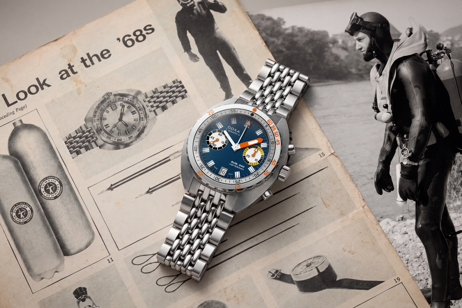 Doxa SUB 200 T.GRAPH II Caribbean Automatic Chronograph (Blue Dial / 42mm)