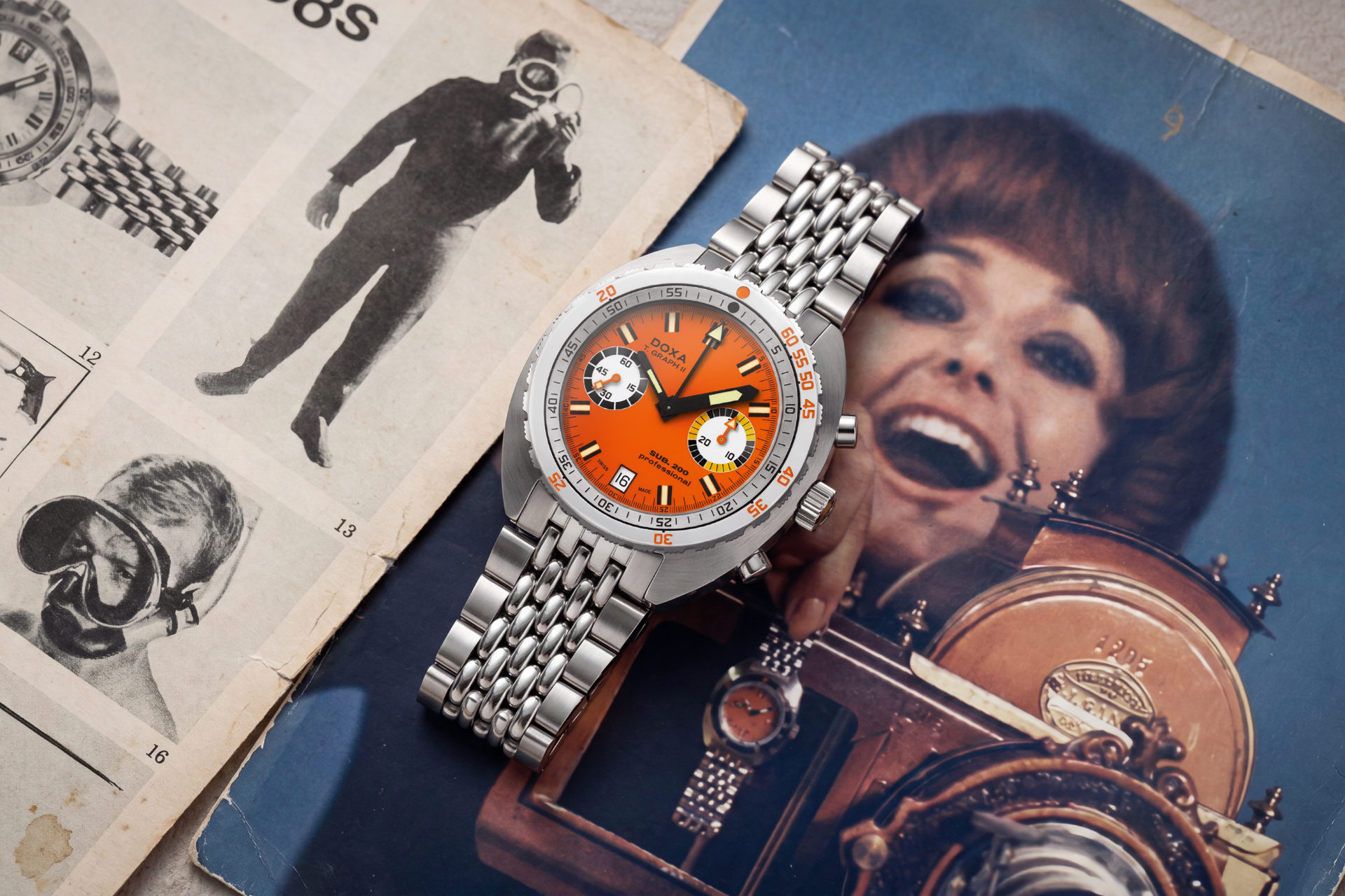 Doxa SUB 200 T.GRAPH II Professional Automatic Chronograph (Orange Dial / 42mm)