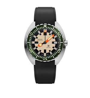 Doxa Army Stainless Steel Bezel Automatic (Beige Dial / 42.5mm / Green Bezel)