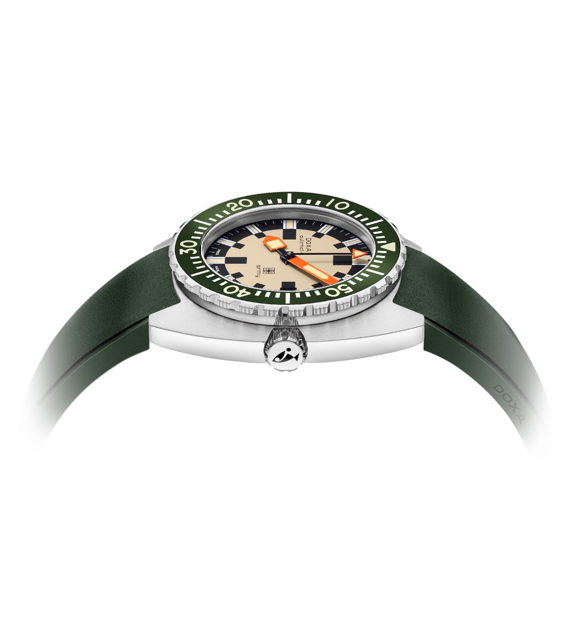 Doxa Army Automatique avec lunette en acier inoxydable (cadran beige / 42,5 mm / lunette verte)