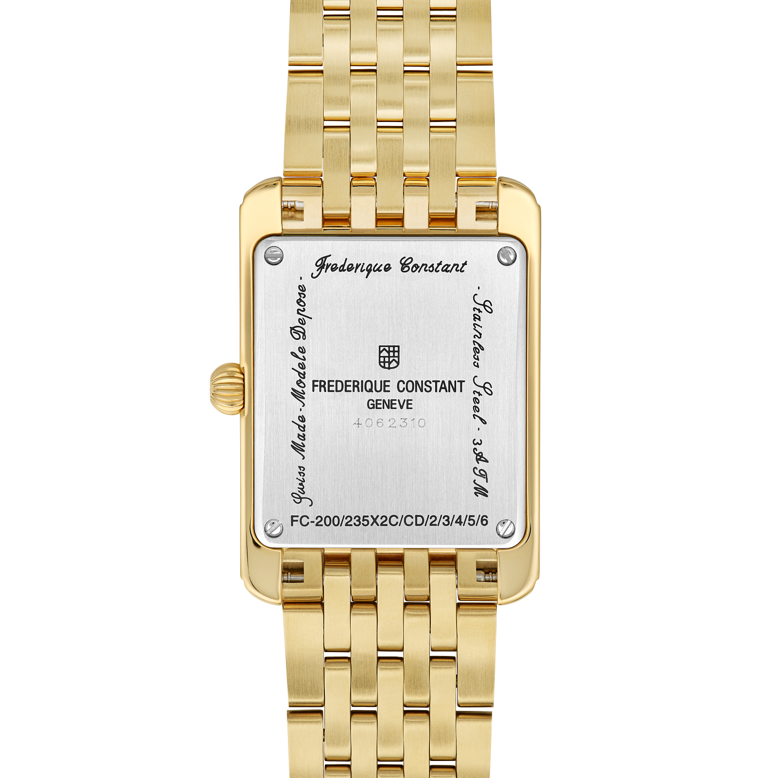 Frederique Constant Classics Carrée Quartz (White Dial / 36mm x 25mm / Yellow Gold Plated Case)