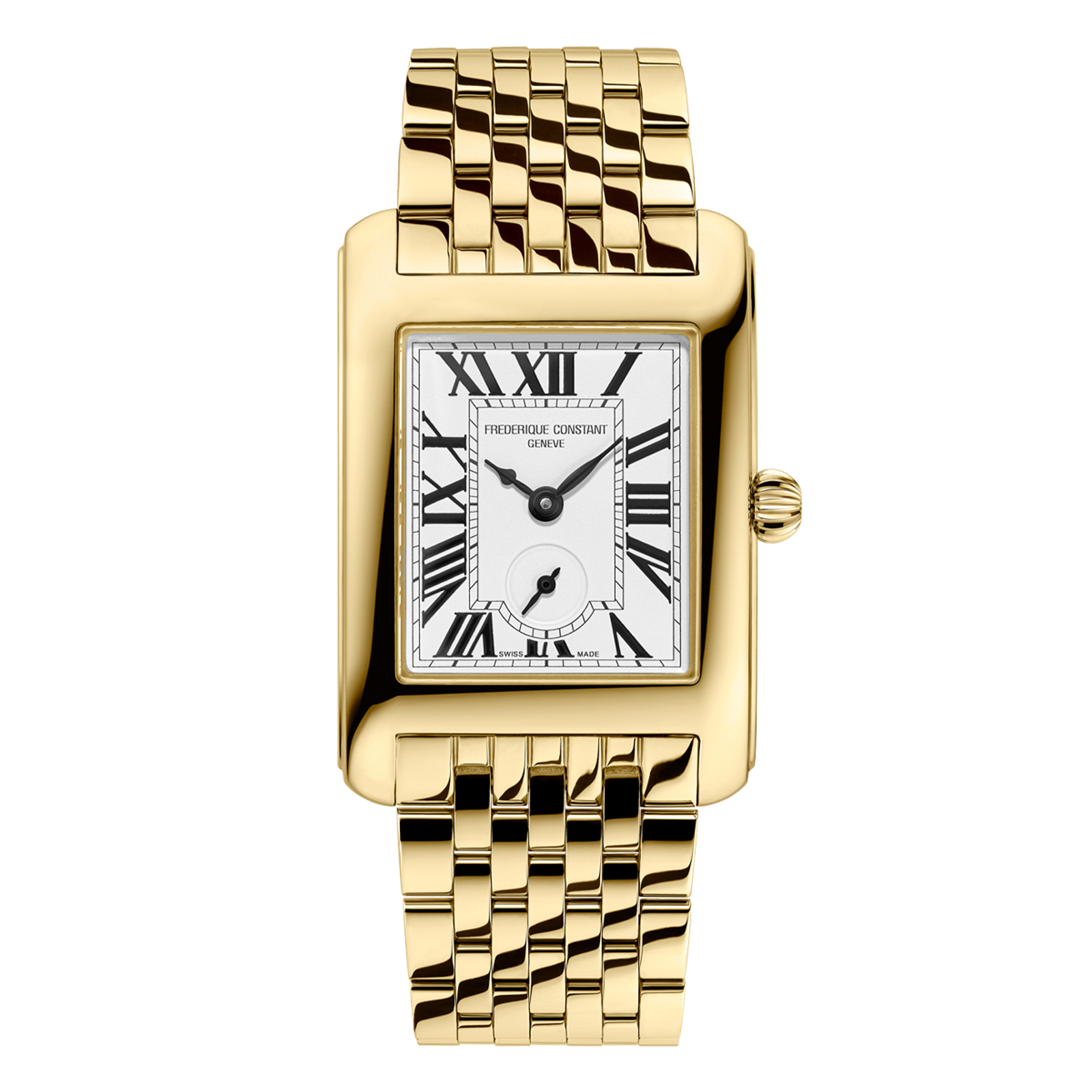 Frederique Constant Classics Carrée Quartz (White Dial / 36mm x 25mm / Yellow Gold Plated Case)
