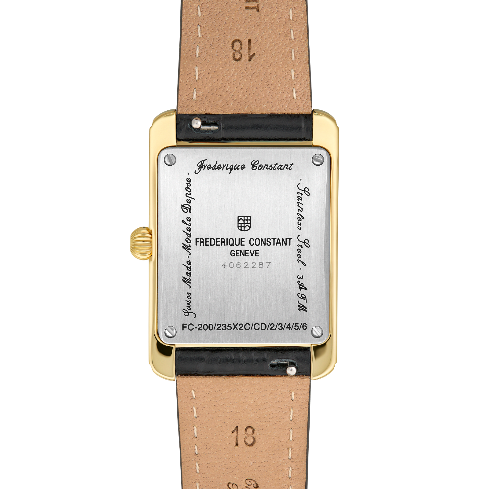 Frederique Constant Classics Carrée Quartz (White Dial / 36mm x 25mm / Yellow Gold Plated Case)