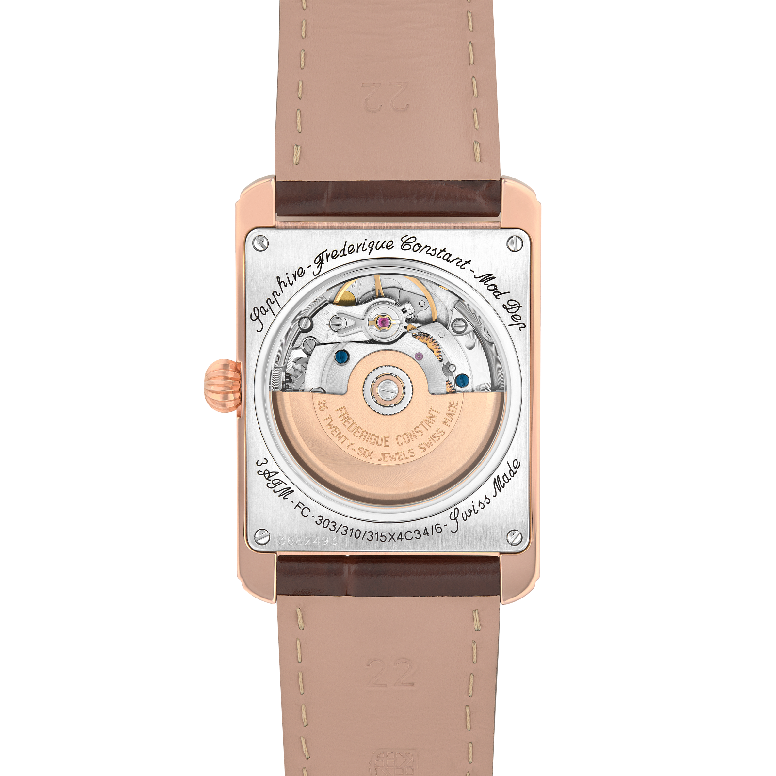 Frederique Constant Classics Carrée Automatic (White Dial / Rose Gold Plated Case)
