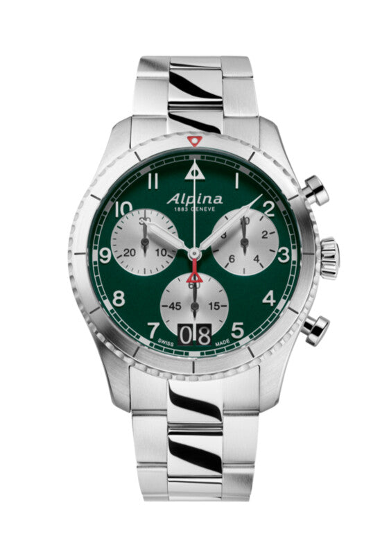 Alpina Startimer Pilot Big Date Chronograph Quartz (Green Dial / 41mm)
