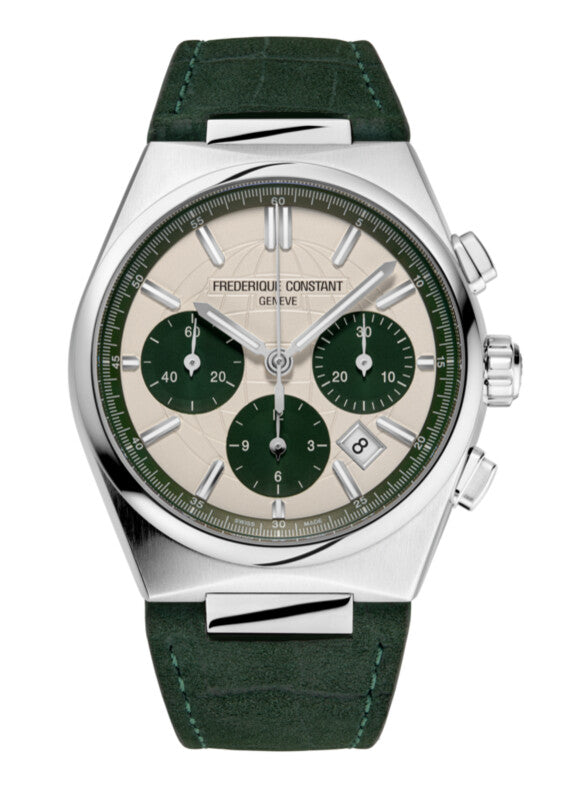 Frederique Constant Highlife Automatic Chronograph (Cream Dial / Green Sub-Dials / 41mm)