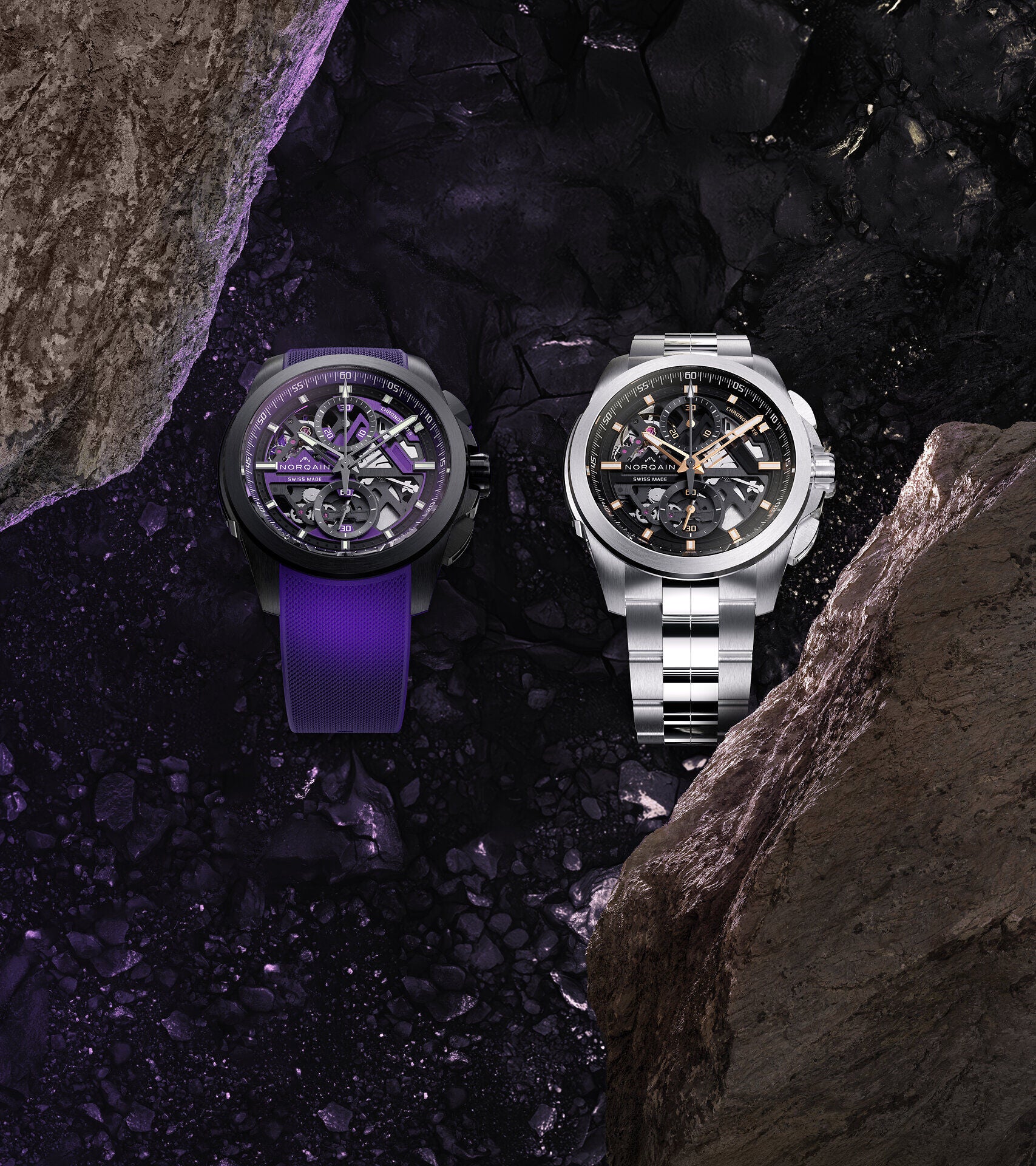 Norqain Independence Skeleton Chrono Auto Limited Edition (Purple Skeleton Dial / 42mm)