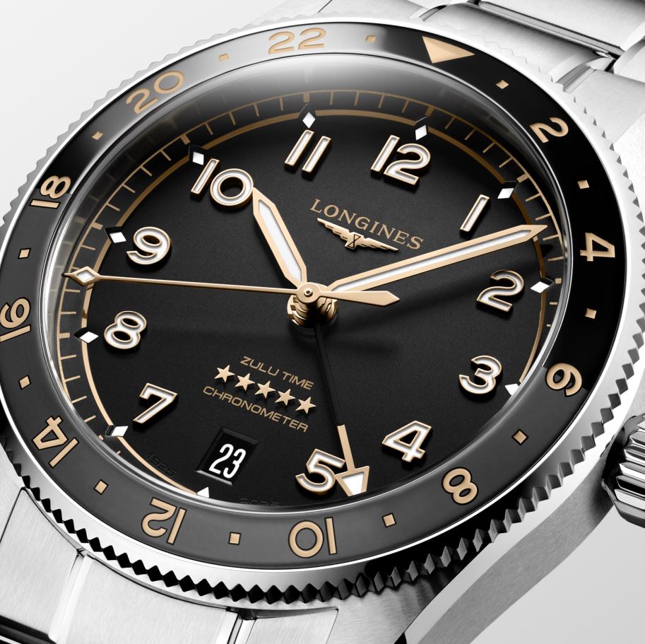 Longines Spirit Zulu Time Automatic (Black Dial / 39mm / Black & Grey Bezel)