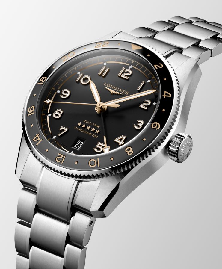 Longines Spirit Zulu Time Automatic (Black Dial / 39mm / Black & Grey Bezel)