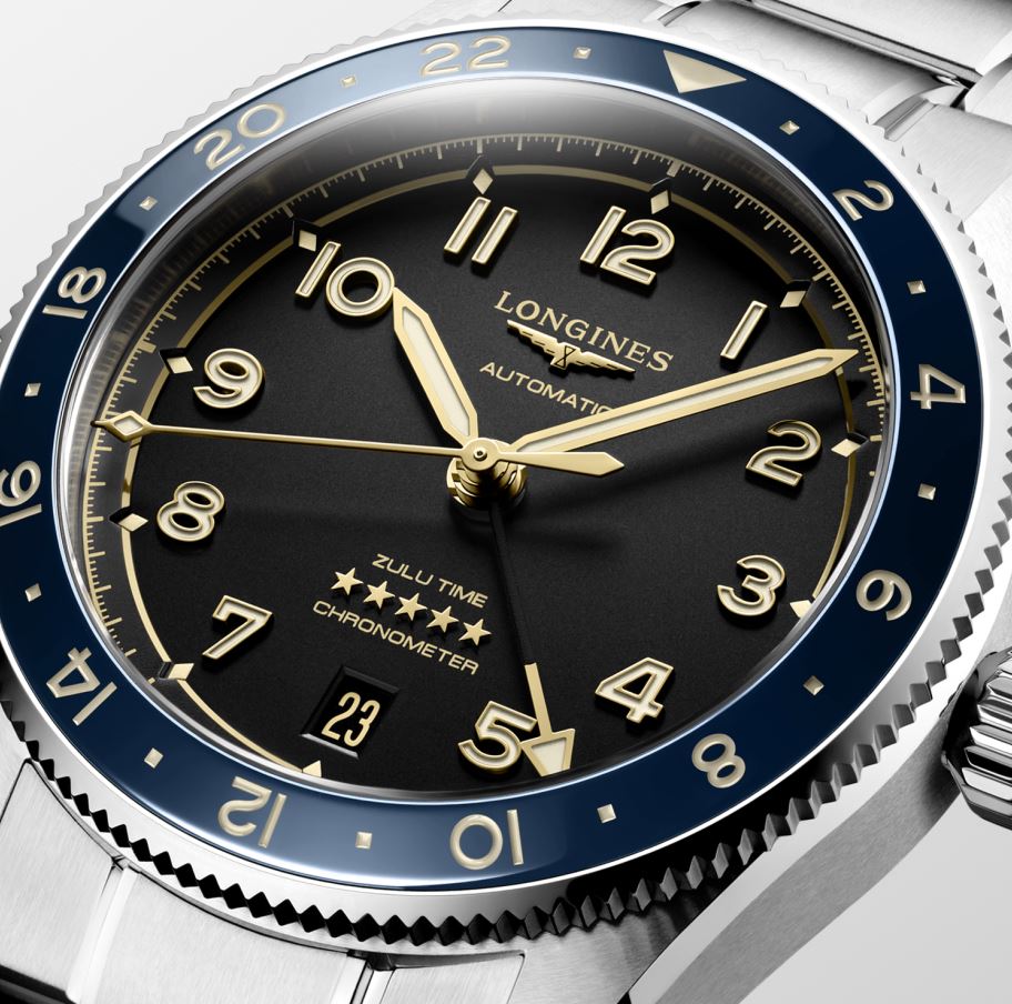 Longines Spirit Zulu Time Automatic (Black Dial / 42mm / Blue Bezel)