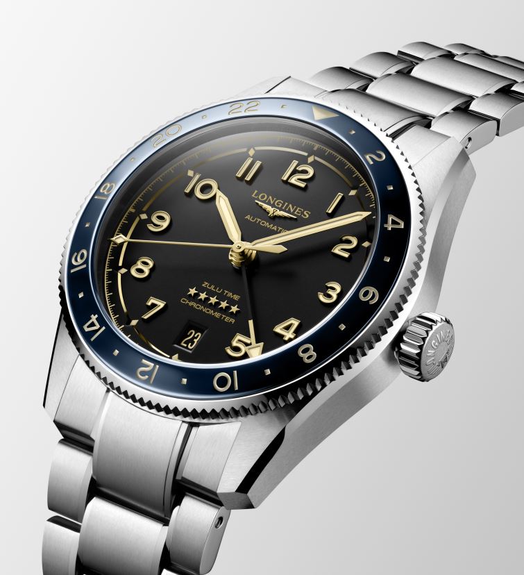 Longines Spirit Zulu Time Automatic (Black Dial / 39mm / Blue Bezel)