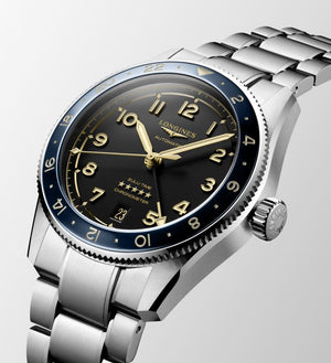 Longines Spirit Zulu Time Automatic (Black Dial / 39mm / Blue Bezel)