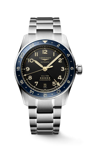 Longines Spirit Zulu Time Automatic (Black Dial / 39mm / Blue Bezel)