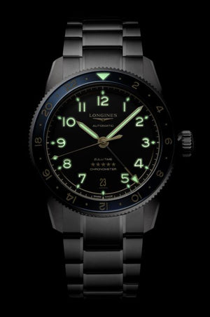 Longines Spirit Zulu Time Automatic (Black Dial / 39mm / Blue Bezel)