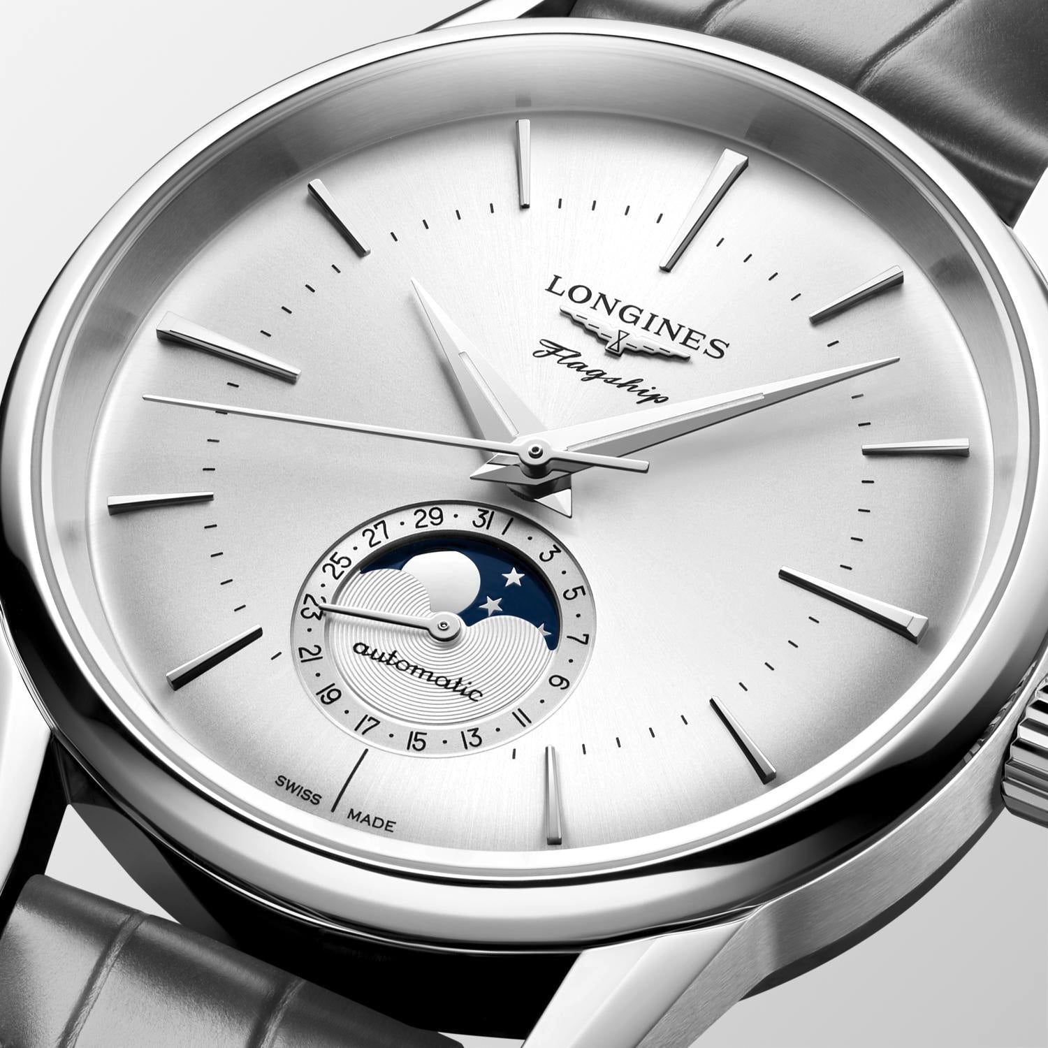 Longines Flagship Heritage Moonphase Automatic (Sunray Silver Dial / 38.5mm)