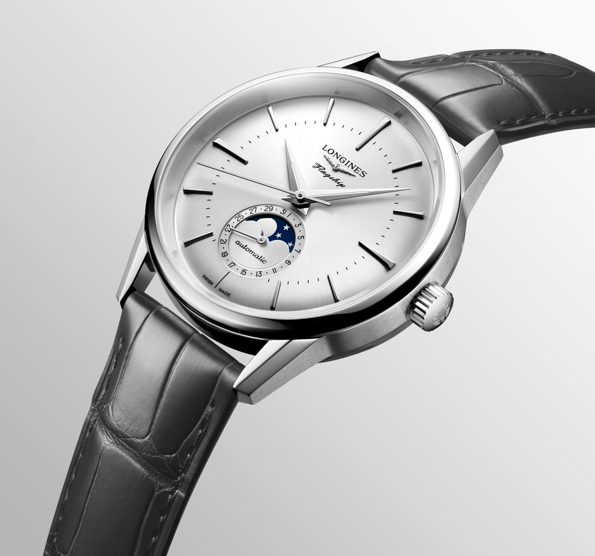 Longines Flagship Heritage Moonphase Automatic (Sunray Silver Dial / 38.5mm)