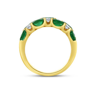 Uneek 18K Oval-Shape Emerald Set East/West & Round Diamond Right Hand Ring
