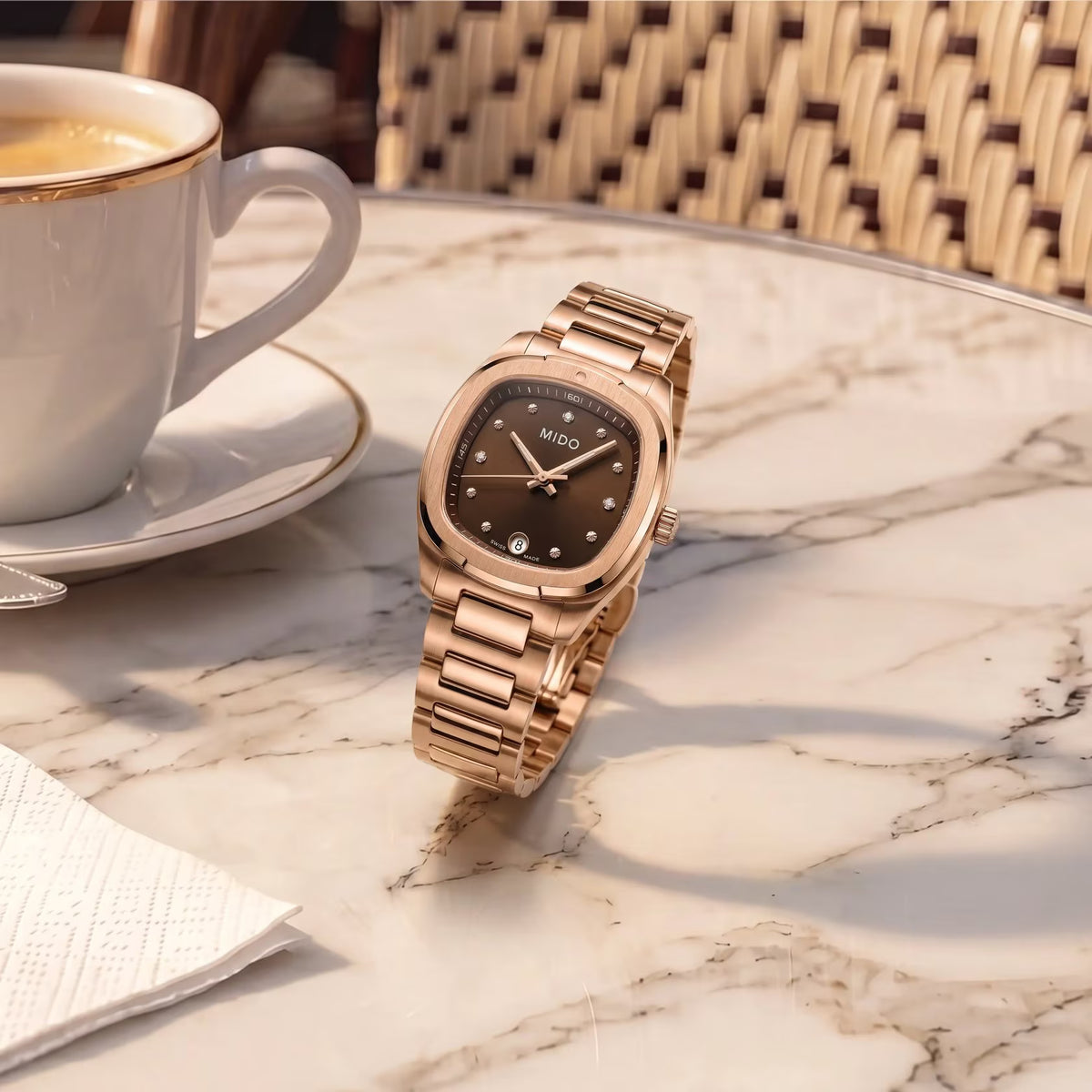 MIDO Multifort TV 28 Quartz (Brown Diamond Dial / 28mm)