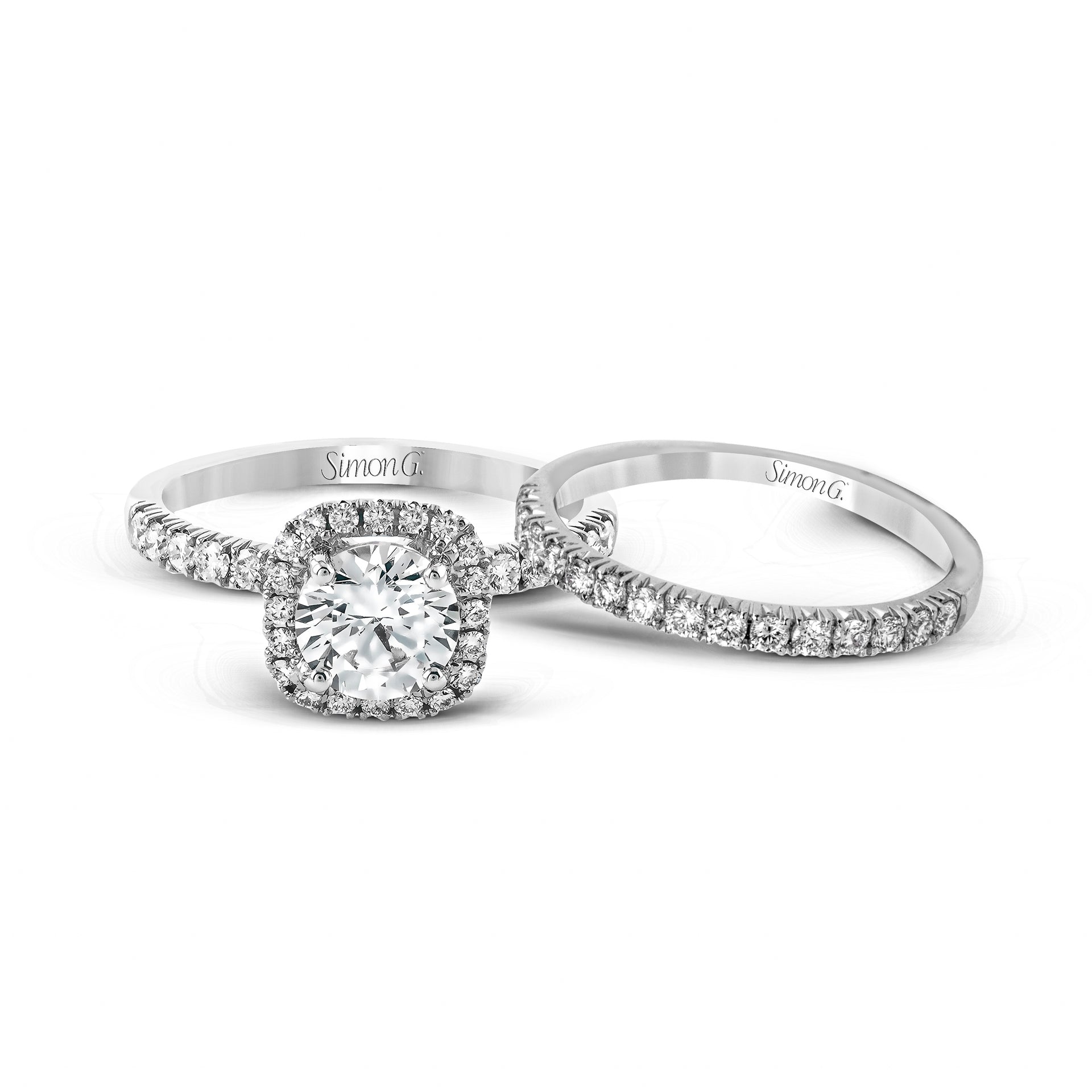 Simon G 18K Cushion Diamond Halo Engagement Ring