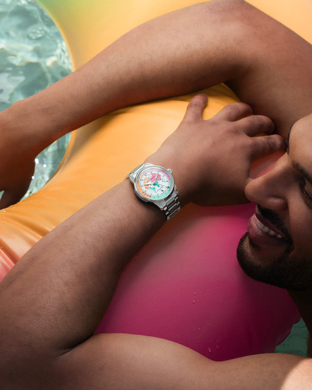 Norqain Freedom GMT Enjoy Life "Holiday" Limited Edition Auto (White Multi-Color Dial / 40mm)