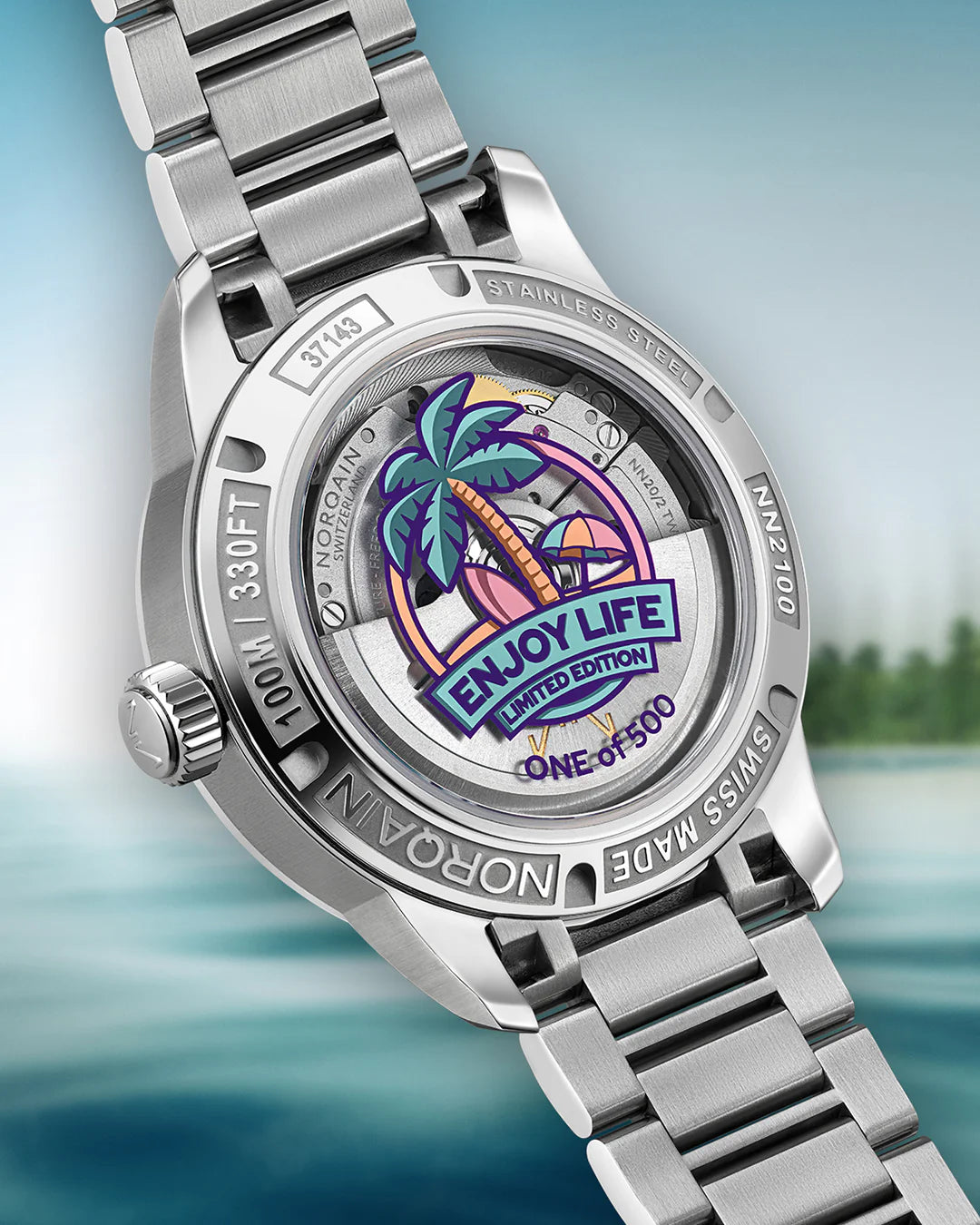 Norqain Freedom GMT Enjoy Life "Holiday" Limited Edition Auto (White Multi-Color Dial / 40mm)