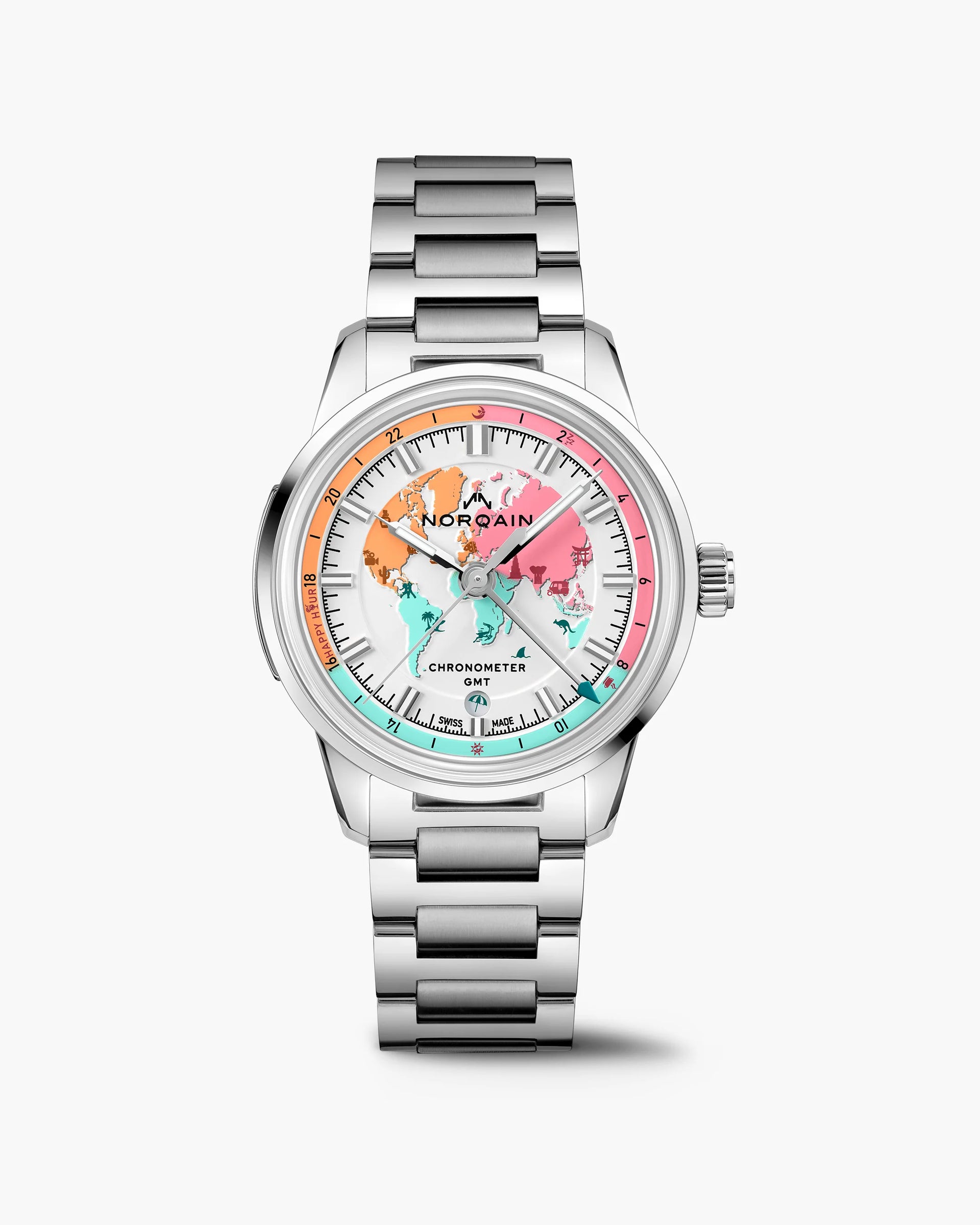 Norqain Freedom GMT Enjoy Life "Holiday" Limited Edition Auto (White Multi-Color Dial / 40mm)