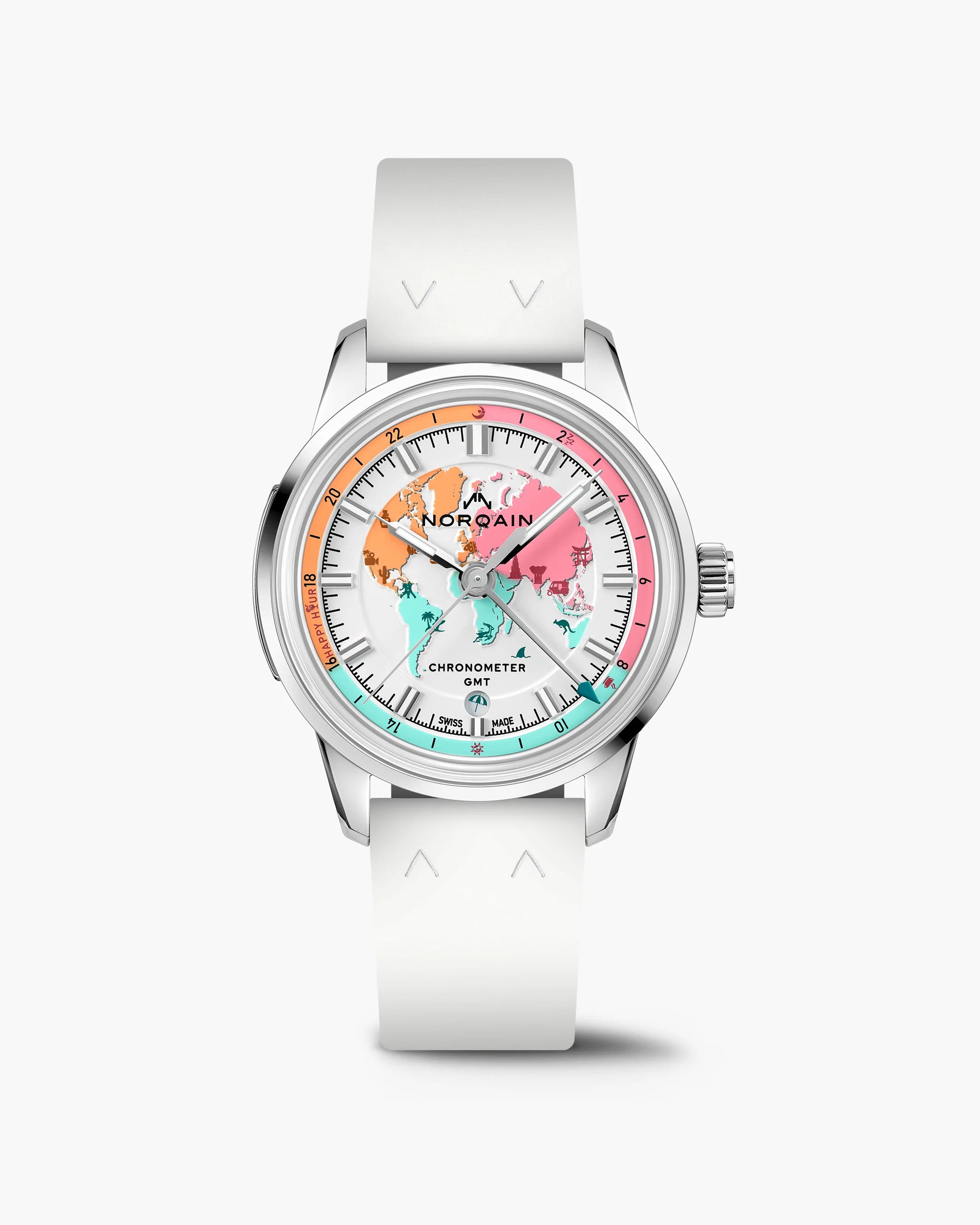 Norqain Freedom GMT Enjoy Life "Holiday" Limited Edition Auto (White Multi-Color Dial / 40mm)
