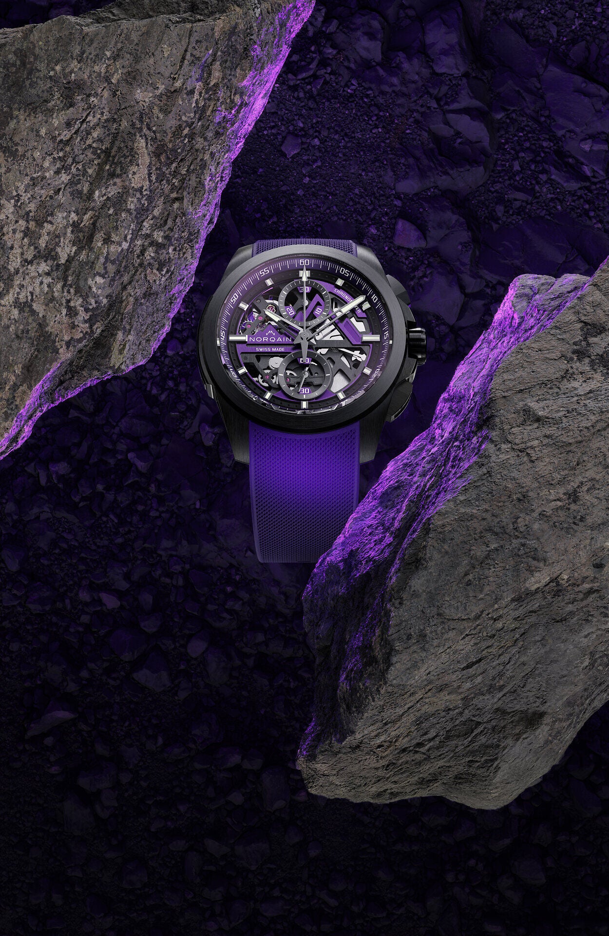 Norqain Independence Skeleton Chrono Auto Limited Edition (Purple Skeleton Dial / 42mm)