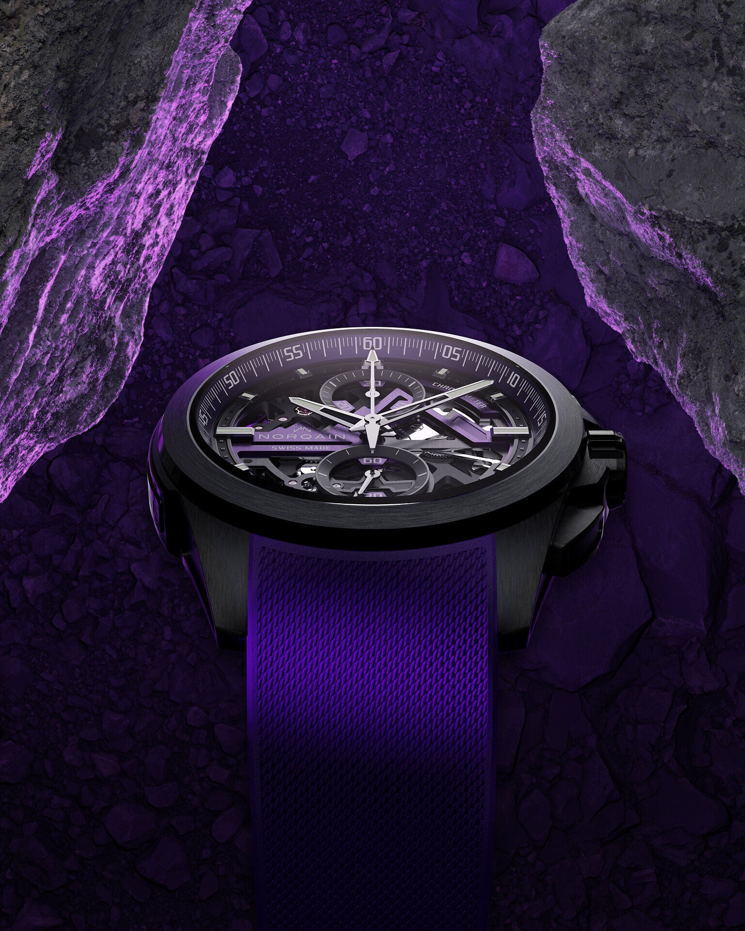 Norqain Independence Skeleton Chrono Auto Limited Edition (Purple Skeleton Dial / 42mm)